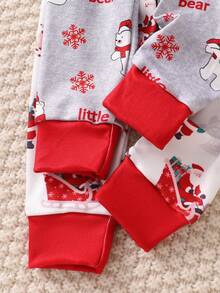 4 Stücke Neugeborenen Baby Schneemann Muster Langarm Bodysuit & Hose Set, Hausanzug