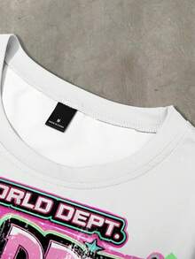 Manfinity EMRG Men's Cyberpunk Liberty Statue Print T-Shirt | Retro Future Star Pattern Short Sleeve Top | Cool Street Hip-Hop Loose Crew Neck Tee | Personalized Cyber Punk Style Fashion Item, Round Neck Short Sleeve Casual Summer Versatile All-Over Print T-Shirt - Multicolor - View 4