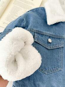 Genkimix Kids 秋冬新款时尚青少年女孩夹克外套，保暖内衬加厚修身短款夹克