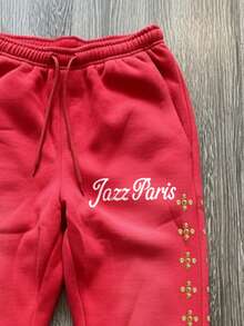 INAWLY Women's Casual Letter Print Sweatpants, Red - Red - View 4