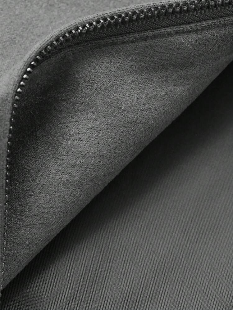 Men's Plain Gray Suede Fleece Jacket And Coat, Autumn/Winter