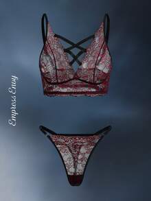 SHEIN Lace Unlined Women's Lingerie Set - Multicolor - View 3