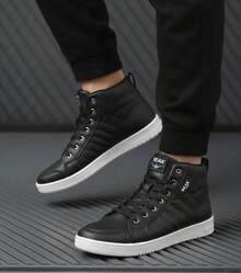 Tenis para hombre piel sintética negro transpirable punta redonda con agujeta suela baja estilo casual para diario - Negro - Ver 2