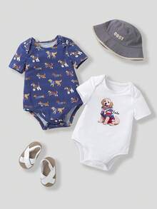 Joliand Joliand 2 pièces Ensembles de body bébé nouveau-né avec imprimé découpé - 1 body blanc à manches courtes avec un design élégant et mignon de chiot en ville, et 1 body bleu marine avec un design de chiot. Achetez-en 1, obtenez-en 1 gratuitement. Confortable et décontracté pour le port quotidien et la maison. Tenues d'été pour bébé garçon, vêtements de bébé garçon, ensembles assortis de bébé garçon, tenues de bébé garçon, ensembles de bébé garçon, vêtements de bébé avec imprimé de chien, ColorfulJoy - Multicolore - Voir 3