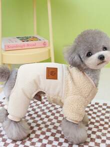 PETSIN Cuddly Thick Pet Jumpsuit – Cute Four-Legged Fleece Pajamas For Small Dogs & Cats, Cozy Autumn/Winter Outfit For Play And Relaxation