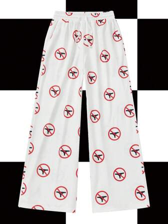Shutterstock Y2Kool Women's Funny "No Panties" Graphic Print Loose Wide Leg Sweatpants, Streetwear Y2K Style, Autumn/Winter Y2k Bottoms Pajama Pants Y2k Pants Wide Leg Pants Casual Pants Stylish Clothing Collection New Year Outfits