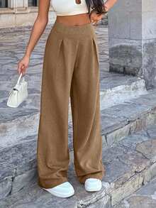 RueChic Women Linen Beige Wide Leg Pants - Beige - View 7