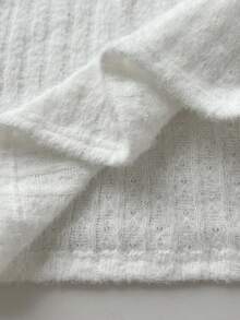 Elamini 白色露肩露背仿马海毛罗纹连衣裙，饰有粉色蝴蝶结和仿珍珠，长袖修身Y2K复古可爱派对连衣裙，适合秋冬季、圣诞节、新年等场合。 - 白色 - 查看 8