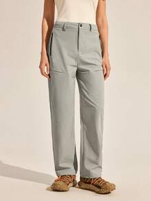 Easithlete Women's Zipper Pocket Straight Loose Outdoor Pants - Grey - View 1