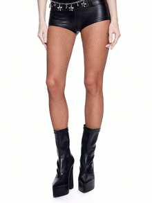 ROMWE Kawaii Solid Fishnet Tights - Brown - View 5