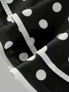 SHEIN MOD Schwarz-Weiß Polka Punkt Asymmetrischer Saum Kurzes Kleid - Asymmetrisch, Schärpe, Schleife, Rüschen, Vintage 70er, Y2K, Date, Party, Gericht, Festlich, Geburtstag, Abschlussball, Schule, Business Lässig Damen Büroanzug, Professionell, Vintage Luxus Stil, Pendler Outfit - Schwarz und Weiss - Übersicht 4