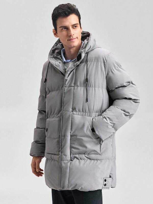 Officeau OFFICEAU 2025 New Men's Casual Hooded Mid-Length Coat, Winter, Fall