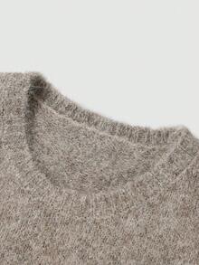 GlowEve Rompi Sweater Rajut Kasual Leher Bulat Warna Polos untuk Wanita - Mocha Brown - View 5