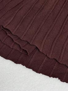 Elenzga Luxurious Ceiling, Deep Brown Off-Shoulder Knit Dress, Elegant Yet Sexy, Autumn/Winter - Coffee Brown - View 8