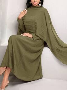 Al Najma 保守的女性长袍 - 軍綠色 - 查看 1