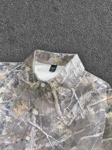 Manfinity ZONE917 Áo sơ mi tay dài dáng hộp, dáng rộng, in họa tiết rằn ri và cành cây khô, phù hợp cho cặp đôi Unisex, quà tặng cho bạn trai - Nhiều màu - Xem 2
