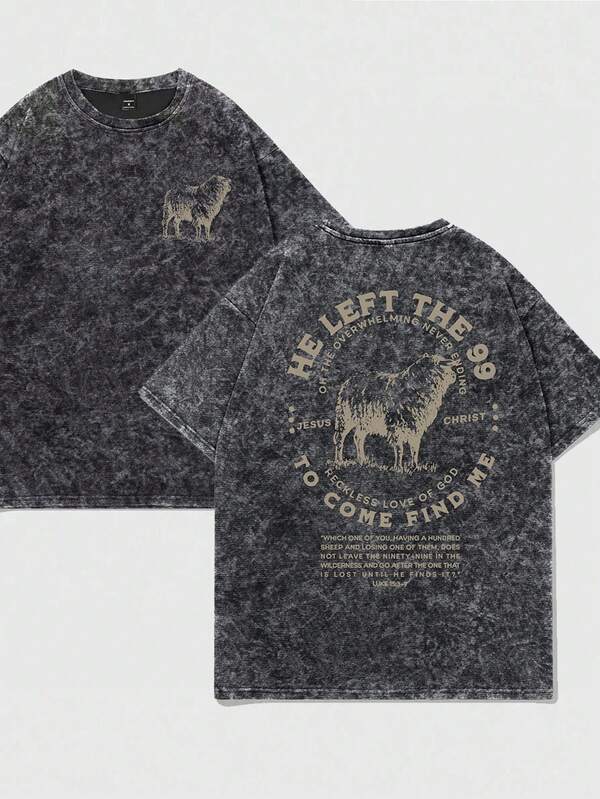 Manfinity Dauomo 99 He Left Behind To Save Me Christian Baptismal Imitation Men's T-Shirt