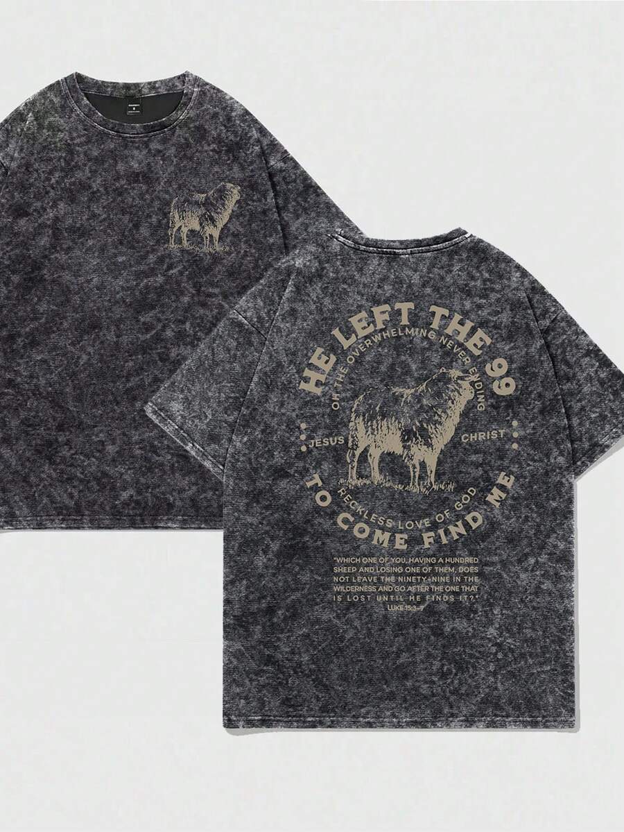 Manfinity Dauomo 99 He Left Behind To Save Me Christian Baptismal Imitation Men's T-Shirt