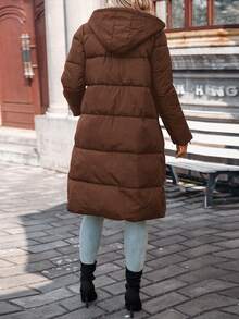 SHEIN Frenchy معطف نسائي طويل مبطن دافئ للخريف/الشتاء