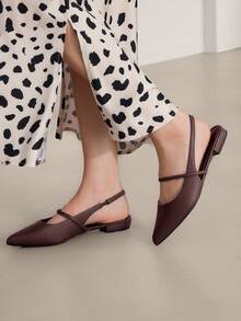 MOTF PREMIUM 女士时尚尖头平底一脚蹬鞋，适合秋冬新年假期、情人节