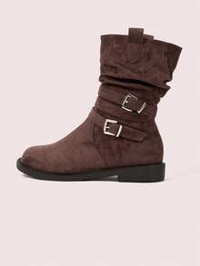 CUCCOO DOLLMOD Women's Retro Suede Buckle Ankle Boots, High-Quality Ankle Boots - Brown - View 7