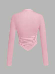 SHEIN SXY 2件套立领不对称下摆黑白长袖T恤 - 彩色 - 查看 4