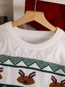 Manfinity RelaxMax Pull décontracté à col rond et manches raglan avec motif géométrique et dessin animé, pour homme. Automne/Hiver