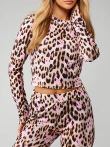 Missguided x Playboy 圣诞长袖豹纹家居服套装 - 彩色 - 查看 4