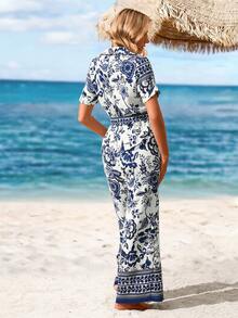 Sylviya Women Floral Print Jumpsuit, Casual Vacation Style Summer Outfits For Women Rompers For Women Bodysuits For Women Jumpsuits For Woman Overalls Women