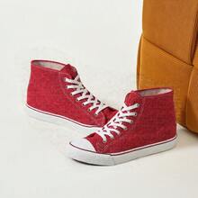 Women Canvas Shoes - Red - View 3