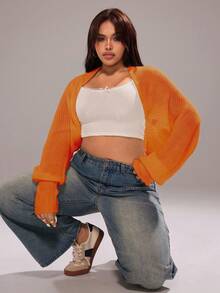 Rustia New Bat Wing Long Sleeve Cardigan Sweater For Women Casual - Orange - View 8