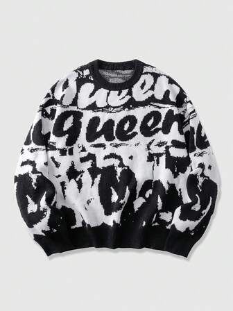 Street Life Pull col rond décontracté motif reine pour hommes