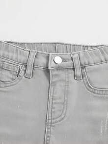 SHEIN Baby Boys Casual Soft Cute Ripped Cat Whiskers High Stretch Skinny Black Denim Jeans,Casual And Versatile For Baby Boys Indoor/Outdoor Fall/Winter Clothes