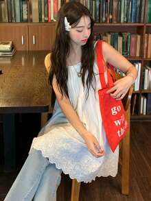 DAZY Women's Summer Lace Patchwork Casual Camisole Mini Dress