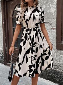 EMERY ROSE 女式立领植物印花长裙女装