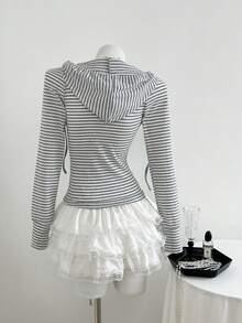 Elamini Women's Striped Long Sleeve Hooded Sweatshirt, Halloween Costume