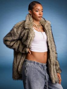 Normani Sexy Open Front Fuzzy Coat In Fall/Winter - Multicolor - View 6
