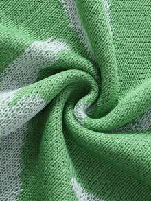 Manfinity Roghcode Men's Crew Neck Contrast Color Short Sleeve Casual Jacquard Knit Top - Green - View 4