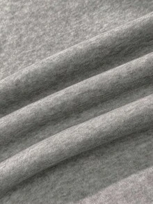 SHEIN EZwear Sudadera con capucha con cremallera de punto gris Attitoon, estilo universitario con patrón de insignia, talla 23, sudadera casual y elegante para mujer para otoño/invierno