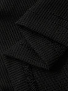 FRIFUL 女士撞色长袖二合一蕾丝蝴蝶结装饰修身休闲百搭T恤，秋冬款 - 黑色 - 查看 7