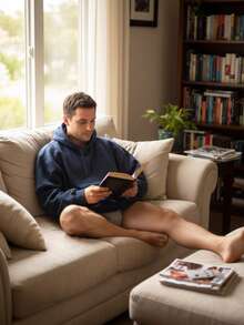 大码男士家居服上衣 - 藏蓝色 - 查看 1