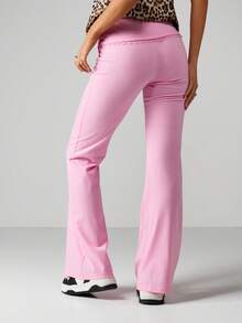 Missguided x Playboy 高腰喇叭腿休闲裤印花阔腿裤 Y2K 风格 - 粉色 - 查看 2