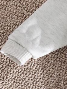 SHEIN Baby Boys Cute Animal Pattern Thermal Lined Crew Neck Sweatshirt, Comfortable Versatile Casual Basic Graphic Pullover Top, Suitable For Indoor, Outdoor, Daily Wear, Sports, Play, Party, Photography, Holidays In Autumn/Winter Baby Boy Sweatshirt Baby Cartoon Clothes - Light Grey - View 4