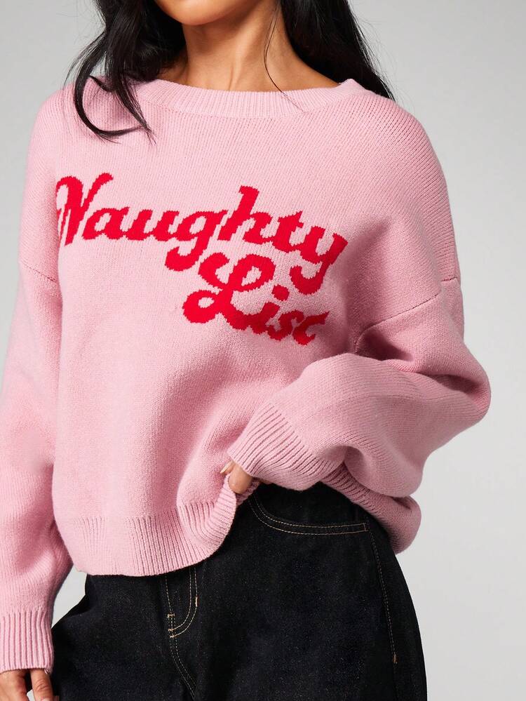 MISSGUIDED Jacquard Knit Christmas Sweater With Text