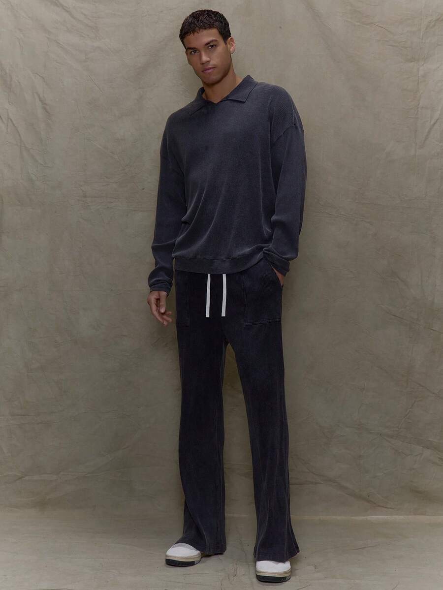 Musero Straight Leg Ribbed Jersey Sweater Bottoms Trousers Only Fall/SPRING SUMMER - Black - View 1