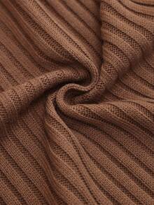 Modelyn 女士简约纯色系带长袖针织开衫和针织裤套装 - 駝色 - 查看 8