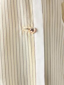 LYSMO Áo cánh rộng rãi họa tiết sọc ngang vai dành cho nữ, mùa thu - Vàng nhạt - Xem 7