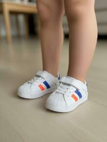 Niña ligero transpirable malla punta redonda doble cierre  y cordones suela gruesa estilo deportivo colorido para diario tenis - Azul - Ver 2