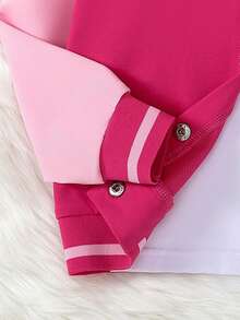 Elladie kids Áo khoác bóng chày Bomber cho bé gái hở phía trước dài tay họa tiết mèo hoạt hình dễ thương Áo thể thao thường ngày, thích hợp cho kỳ nghỉ, du lịch, dã ngoại, mùa xuân và mùa thu - Màu Hồng Tươi - Xem 9