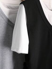 SHEIN Thời trang nữ đa năng, phong cách INS, bộ đồ thể thao hàng ngày, thích hợp mặc ngoài, chụp ảnh đường phố, phải có cho bé gái, mùa tựu trường, thời trang và thanh lịch, mùa hè, 100% thu hút mọi ánh nhìn, dáng rộng, thoải mái vận động, thích hợp đi học, mua sắm, thể thao và nhiều dịp khác nhau, dễ dàng tạo nên phong cách thời trang mùa thu rực rỡ, trở thành tâm điểm mọi lúc mọi nơi, bộ áo phông tay ngắn họa tiết ngựa dành cho nữ - màu đen - Xem 4